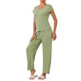 thumbnail image 4 of Conjunto de pijama de modal de manga corta para mujer INSPIRE CHIC de 2 piezas, ropa de estar en casa, pantalones largos, sudadera XS verde claro, 4 of 6
