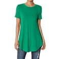 thumbnail image 1 of TheMogan Women's PLUS Basic Crew Neck Round Hem Short Sleeve Draped Jersey Tee, 1 of 6