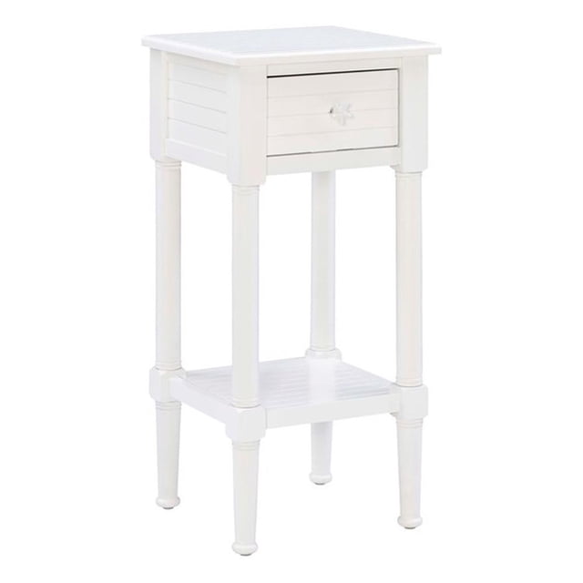 Linon Table d'Appoint en Bois Styers avec Rangement, Blanc