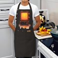 thumbnail image 3 of Kitchen 2 Pack Bib Apron - Adjustable with 2 Pockets Features Vintage TV Design on Black Background Perfect for Cooking & Chefs, 3 of 5