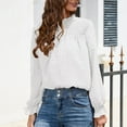 thumbnail image 6 of tklpehg Womens Tops Lightweight Loose Fit Blouse Ladies Tops Crewneck Classic Solid Colors Comfortable Long Sleeve Shirts Casual Tee Shirt White M, 6 of 7