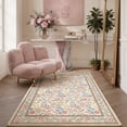 thumbnail image 2 of Toyoso 3x5 Vintage Cottagecore Floral Rug - Traditional French Country Silicone Carpet, 0.25" Low Profile Machine Washable Non-Slip Rug, Stain Resistant Rose Pattern Accent Rug for Bedroom, 2 of 9
