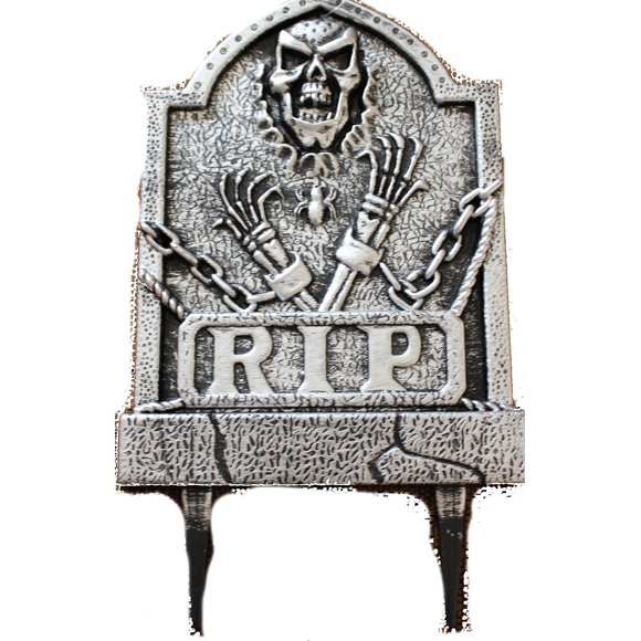 Momentum Brands 12" x 9" RIP Plastic Halloween Tombstones with Stakes, Props, Decorations and Accessories, Sturdy and Reusable! (RIP Skeleton)