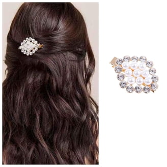 Gold Crystal Pearl Hair Clip, Rhinestone Hair Pin, Bridal  display picture 1