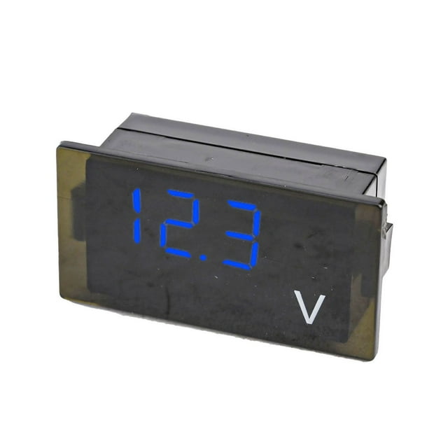 BUYISI 3 Digit Dc12V-24V Digital Voltmeter High Precision Led Panel Type Waterproof Blue Light