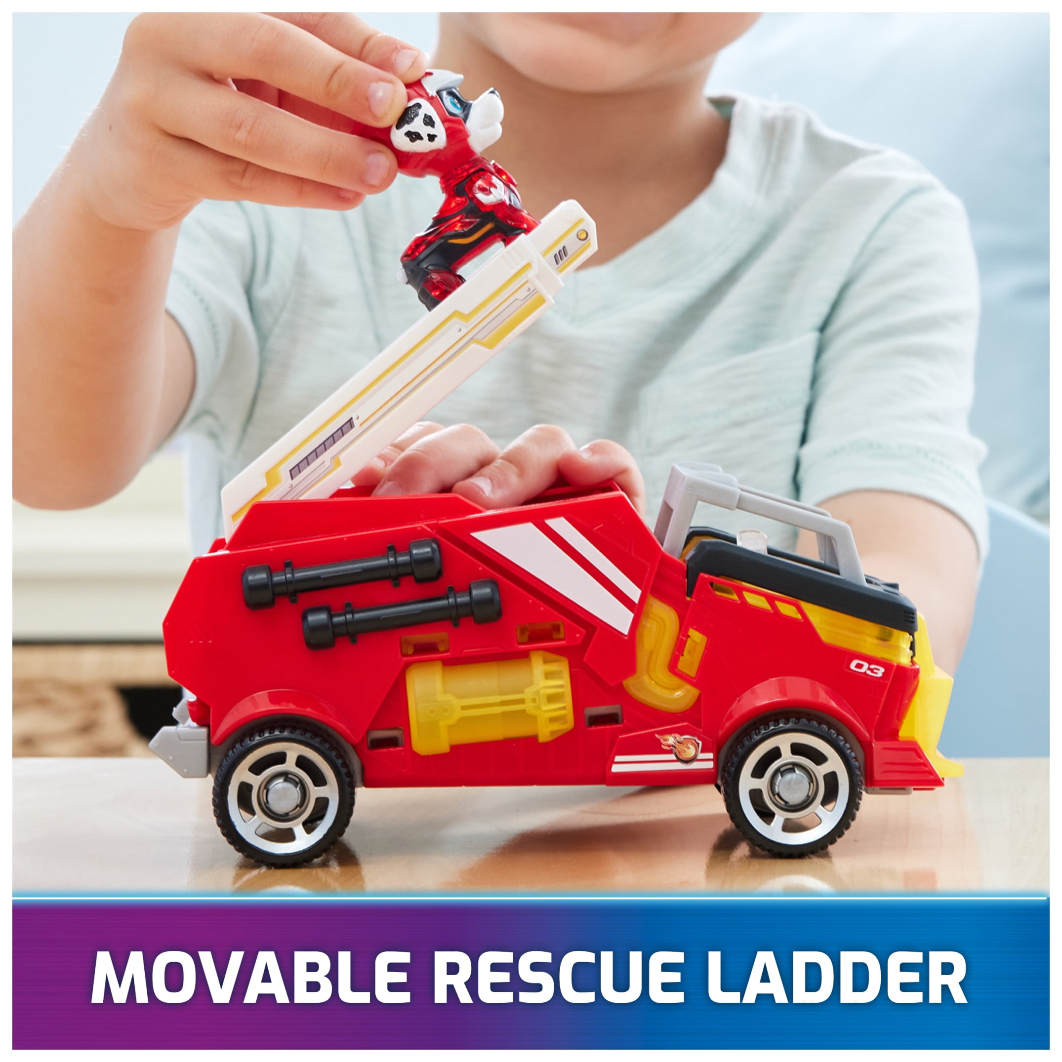 PAW Patrol: The Mighty Movie, Firetruck Toy with Marshall Mighty Pups Action Figure, Lights and Sounds, Kids Toys for Boys & Girls 3+