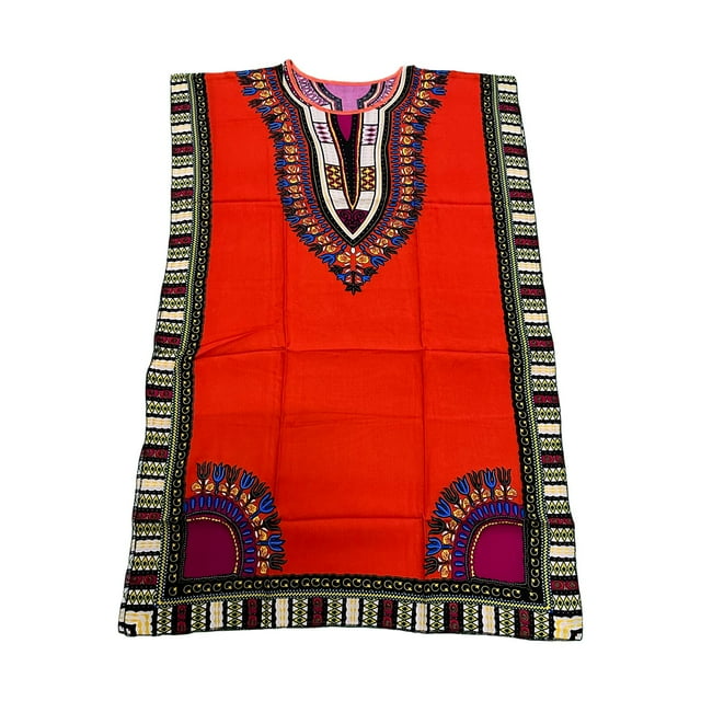 Vestido playero de verano hasta la rodilla con abertura lateral y estampado tribal, ropa de calle informal, caftán Naranja