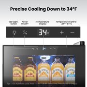 Yeego 85 Cans Beverage Refrigerator, Freestanding Beverage Cooler with Glass Door for Home/Office/Bar, Black