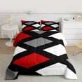 thumbnail image 2 of Homewish Geometric Plaid 3-Piece Full Size Comforter Sets for Teens Girls Boys,Black Red White Bedding Comforter Set,Vintage Aesthetic Lightweight Bedding Sets,Lightweight Room Decor,Reversible, 2 of 8