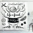 thumbnail image 1 of Ambesonne Adventure Shower Curtain, Antlers Tree Feathers, 69"Wx70"L, Charcoal Grey White, 1 of 3