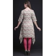 thumbnail image 3 of Bimba Pink Leaves & Magnolia Floral Women Kurtas Ethnic Printed Asymmetric Summer Wear Tops For Women Medium, 3 of 6