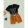 thumbnail image 3 of Arvbitana Baby Boys Sportswear Outfits Letter Print Short Sleeve T-shirt + Solid Color Drawstring Shorts Summer Casual Set 2Pcs 0-24M, 3 of 9