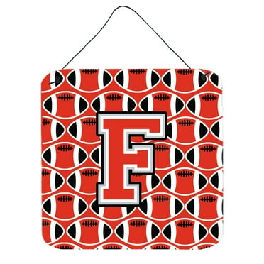 Letter F Football Scarlet and Grey Wall or Door Hanging Prints