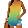 thumbnail image 1 of Camisoles pour Femmes, Débardeurs Imprimés Col en V Basique Décontracté Fluide Été Sans Manches T-Shirt, 1 of 7