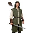 thumbnail image 2 of ZToonmas Men Medieval Sleeveless Hooded Tunic Long Open Front Vest Renaissance Halloween Role Play Cloths, 2 of 8