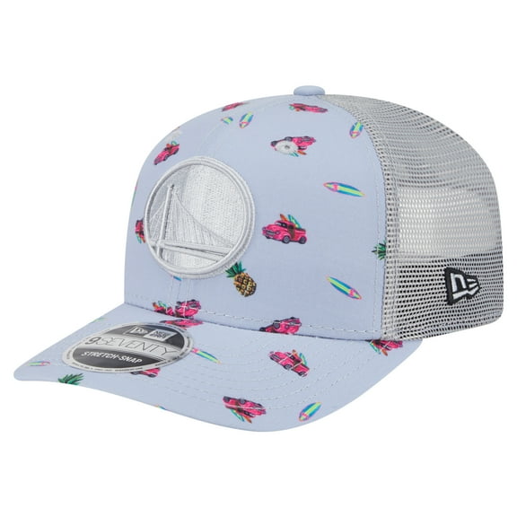 Men's New Era Light Blue/Gray Golden State Warriors Adventure Aloha Pattern 9SEVENTY Stretch-Snap Hat