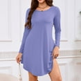 thumbnail image 2 of Robe T-Shirt à Poche, Robe Midi Ample à Manches Longues à Col Rond, Robe Facile pour Tous les Jours pour Femmes, Maternité, Voyage et Tenue de Fin de Semaine Violet Pâle 2TG, 2 of 5