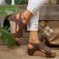 thumbnail image 5 of LOVZFMLL Chunky Wedge Sandals for Women Fashion Casual Open Toe Ankle Straps Cork Clogs Outdoor Travel Beach Vacation Sandals Coffee 8.5, 5 of 9