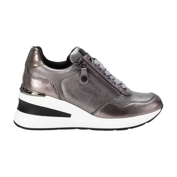 Tenis Mujer XTI 14307402 Cuña 6 cm Vegano Cremallera gris 23