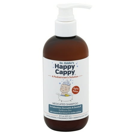 Dr. Eddie’s Happy Cappy Medicated Shampoo for Children, Treats Dandruff and Seborrheic Dermatitis, Clinically Tested, Fragrance Free, Stops Flakes and Redness on Sensitive Scalps and Skin, 8