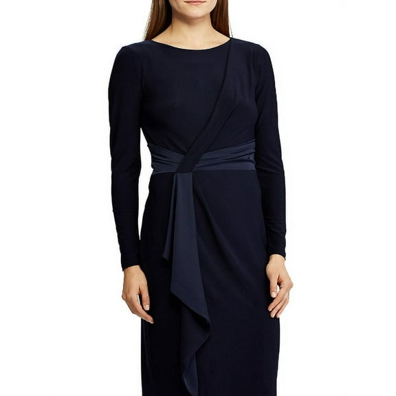 Ralph Lauren Women's Navy Neck Knee Length Body Evening Dress, 10 P