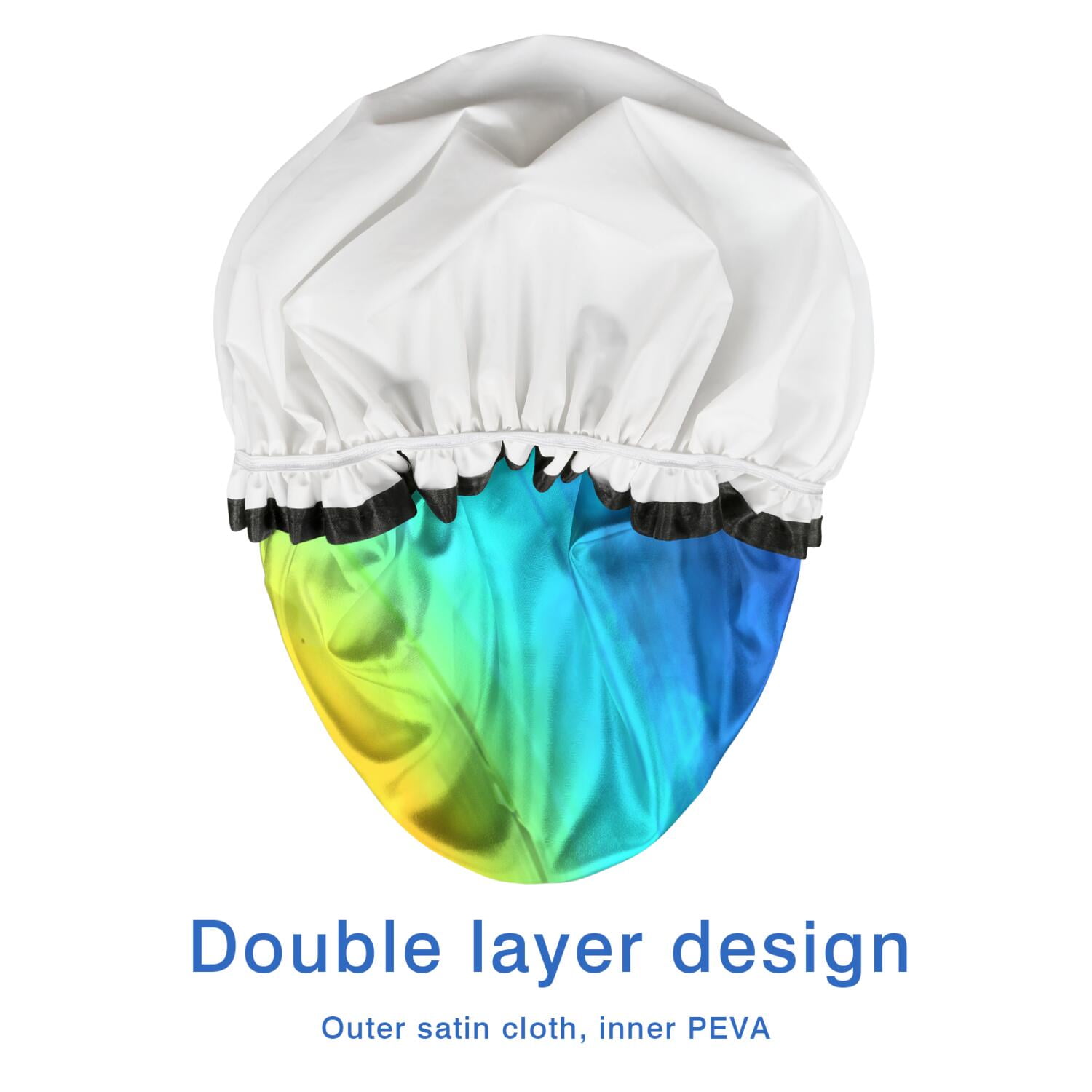 Shower Caps,Colorful Tie Dye Pattern Waterproof Shower Cap for Women 4 Pieces,Double Reusable Hair Cover for Shower PEVA Elastic Stretch Hem