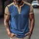 thumbnail image 1 of pstuiky camisetas de manga corta para hombre, Blusas versátiles de moda con botones, cuello redondo y manga corta para hombre ropa de hombre s, 1 of 9