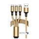 thumbnail image 1 of Cable de Carga Múltiple USB 4 Pies, Nailon de Aluminio 3 en 1, Universal con Conectores Tipo C/Micro/Lighting iOSB para la Mayoría de Teléfonos y Tabletas, 1 of 8