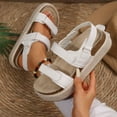 thumbnail image 6 of CAICJ98 Sandals for Women Platform Wedge Sandals Open Toe Slingback Sandals Adjustable Double Strap Beach Sandals White,11, 6 of 7