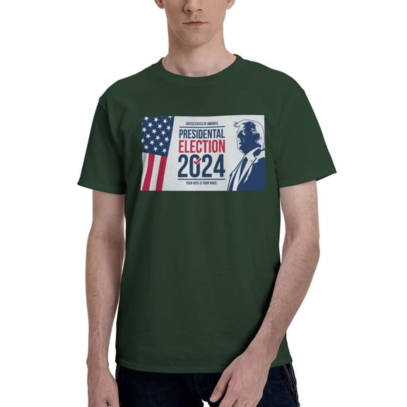 Yiaed 2024 in USA Print Mens T-Shirt,Lightweight Cotton Tee, Crewneck T-Shirt For Men Basic Tee Shirt-3X-Large