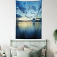 thumbnail image 4 of Blue Tapestry, Photo of Dramatic Dusk Sunset Scenery over Calm Peaceful Tropic Azure Water Lagoon Ocean, Wall Hanging for Bedroom Living Room Dorm Decor, 60W X 80L Inches, Blue, by Ambesonne, 4 of 5