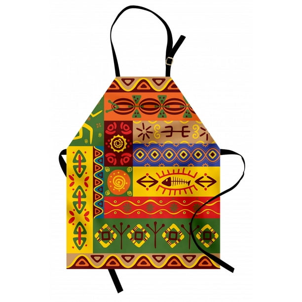 African Apron Abstract Ethnic West African Tribal Folk Art Forms with