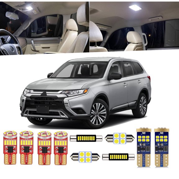 11 Piece Car Interior LED Lights Kit for Mitsubishi Outlander 2013-2021 Interior LED Light Bulbs Packag Kit License Plate Light   Install Tool
