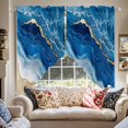 thumbnail image 2 of Abstract Waves Swag Valances for Windows 2 Pack White Gold Blue Ocean Oil Painting Style Swag Kitchen Curtains 36 Inches Long Rod Pocket Short Window Treatment for Kitchen Bathroom 28"x36", 2 of 8