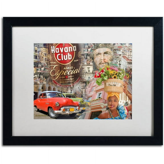 Trademark Fine Art "Havana Club I" Canvas Art by Alberto Lopez, White Matte, Black Frame
