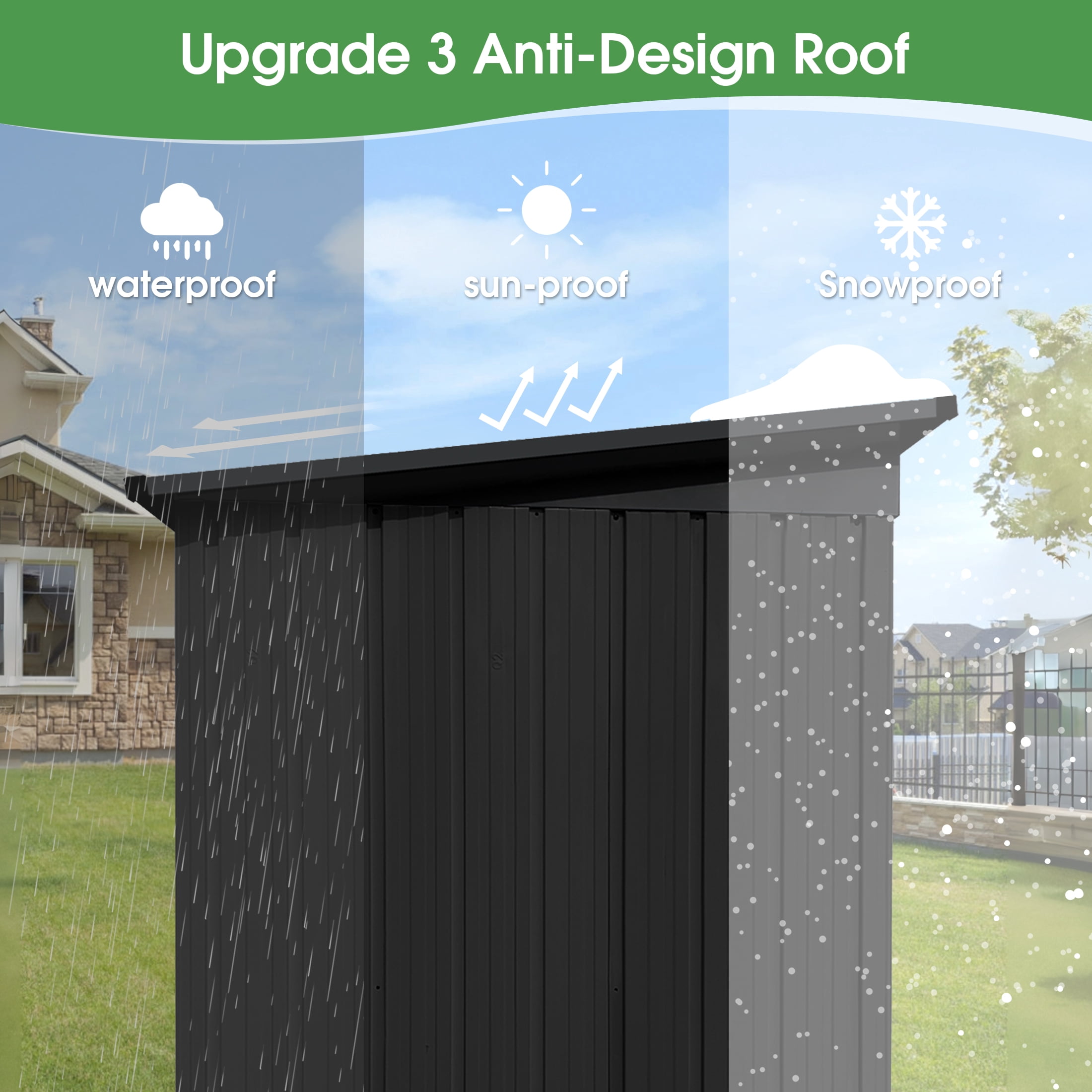 Aukfa Outdoor Storage Shed, 5 X 4 FT Metal Garden Shed, Waterproof Tool Shed for Backyard Patio, Black