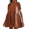 thumbnail image 1 of Robes pour Femmes 2024 Été Surdimensionné Couleur Unie Robe à Manches Courtes 50 % de Réduction!, 1 of 5