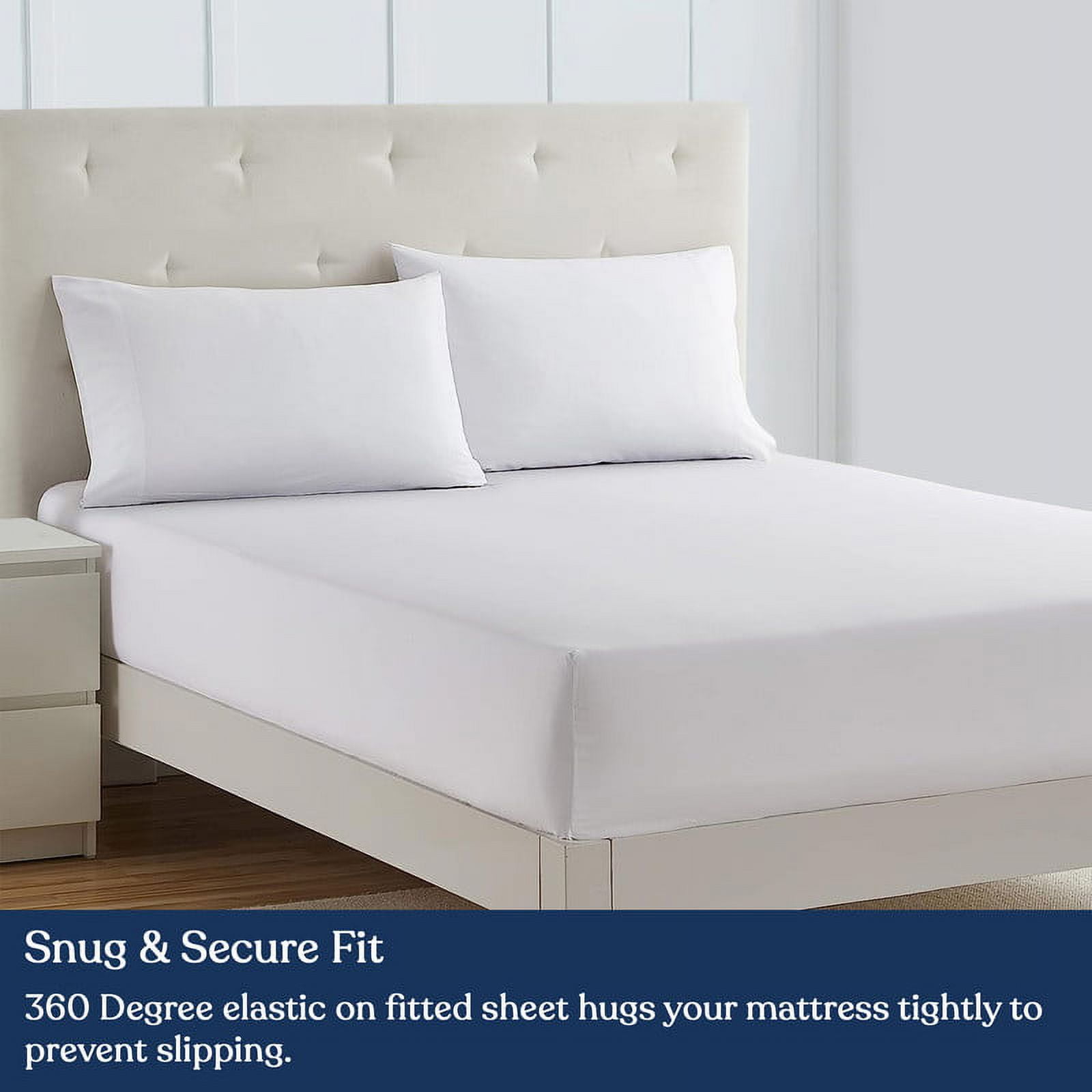 Delara King 3-Piece GOTS Organic Cotton Fitted Sheet Set, 400TC Long-Staple, Moisture-Wicking, Smooth & Breathable, Deep Pocket, White