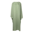 thumbnail image 4 of Women Summer Batwing Sleeve Satin Abaya Islam Maxi Dress Kaftan Women's Long Dress With Batwing Sleeves And A Half-High Neckline Solid Color Dress For Women GN2 One Size, 4 of 5