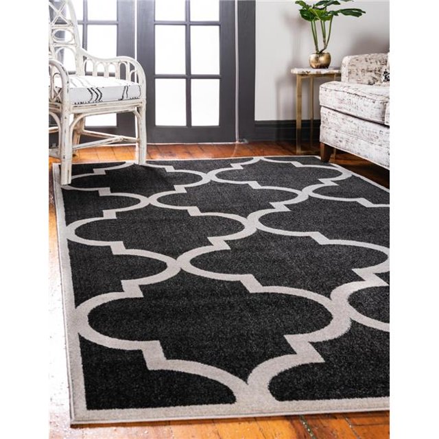 Unique Loom 3116015 7 x 10 ft. Austin Trellis Rectangular Rug, Black