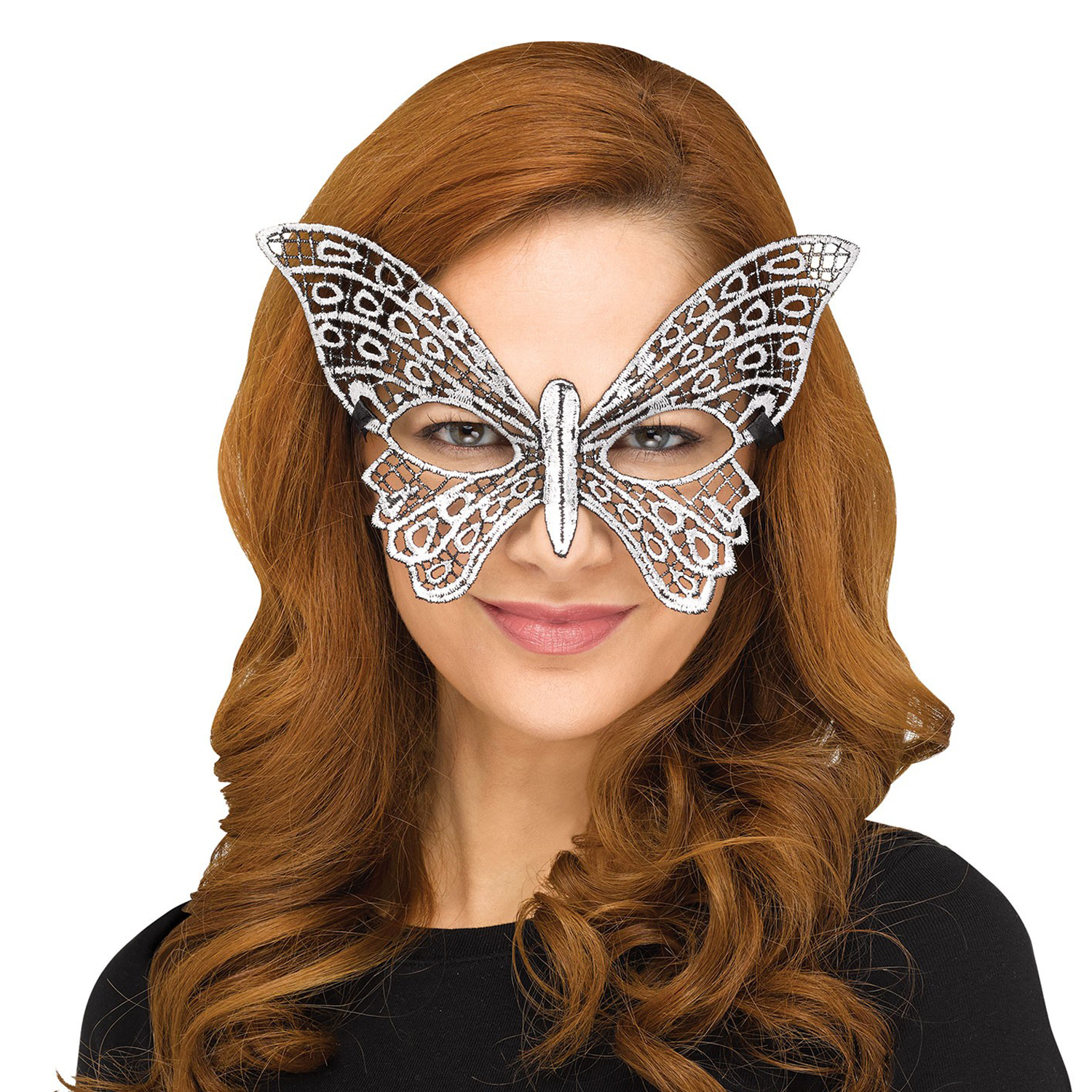 Halloween Gothic Lace Butterfly Costume Mask, OneSize, Silver