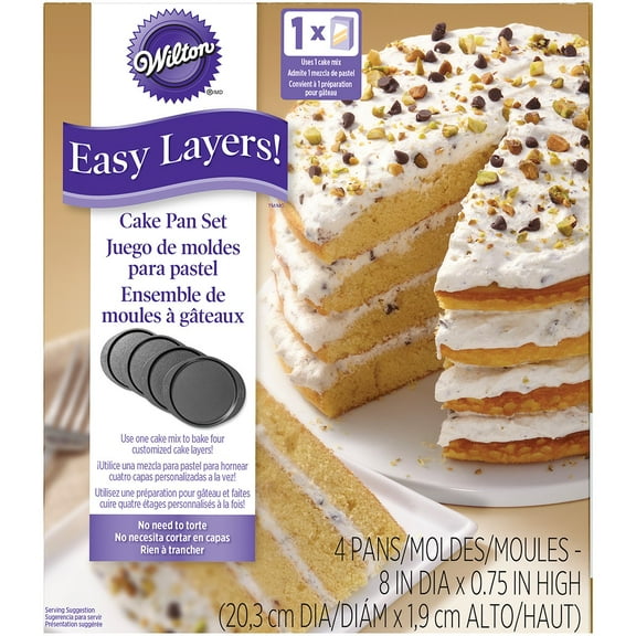 Wilton Easy Layers! 8” x 8” Non-stick Steel Cake Pan Set