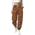 thumbnail image 2 of Womens Sweatpants, Women's Leopard Print Sweatpants Drawstring Waist Joggers with Pockets Baggy Barrel Leg Lounge Pants, 2 of 10