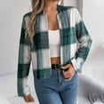thumbnail image 4 of Women's Winter Oversize Plaid Green Winter Long-sleeved Casual Hoodless S, 4 of 6