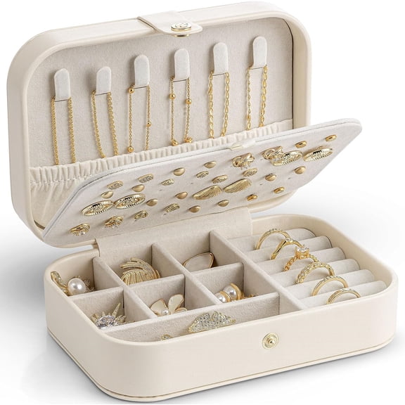 ZYHYPWW Portable Travel Jewelry Case, PU Leather Small Jewelry Organizer Box for Rings Necklaces Earrings Bracelets, Gift for Women and Mom