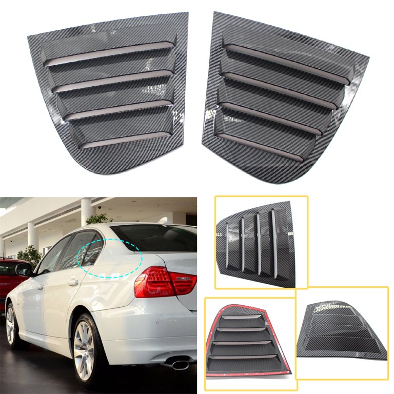 Xwq 2pcs Carbon Grain Rear Side Window Louvers Triangular Scoops 51347060211 51347060212 for BMW 3 Series E90 09-11