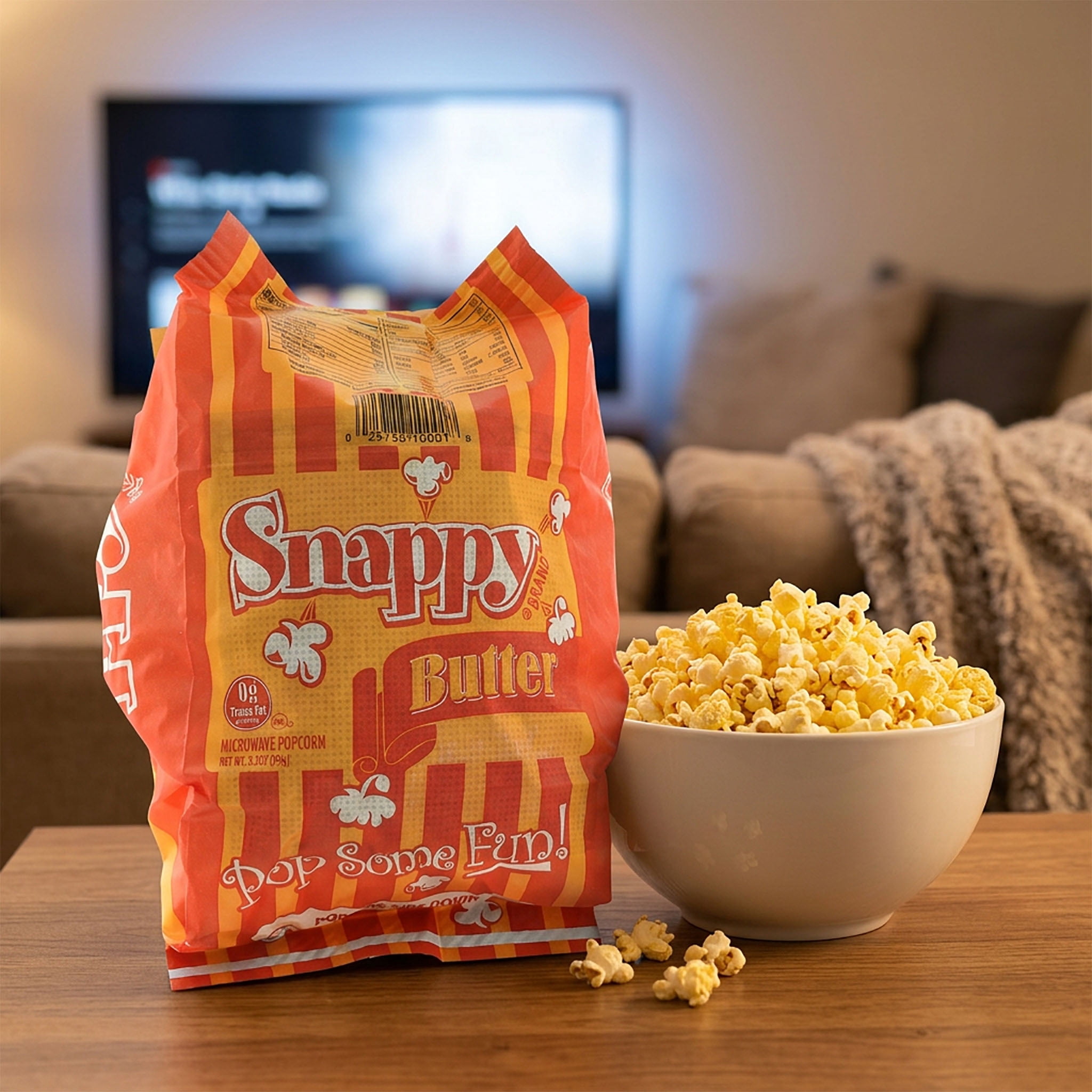 Snappy Butter Microwave Popcorn, 3.5 oz Bags, 48 Count, Non-GMO, Whole Grain