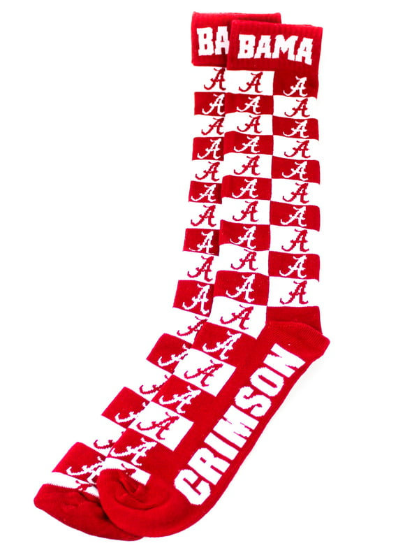 Alabama Crimson Tide Checkerboard Dress Sock - Donegal Bay - Unisex - One Size - Mid-Calf