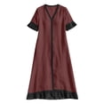 thumbnail image 4 of YuXingFu Boho Dresses for Women Maxi V-Neck Plus Size Womens Dress 1/4 Sleeve Solid Color Long Casual Summer Red S, 4 of 7