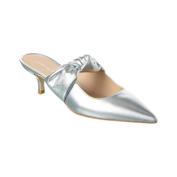 Stuart Weitzman Solange Leather Mule, 6, Silver